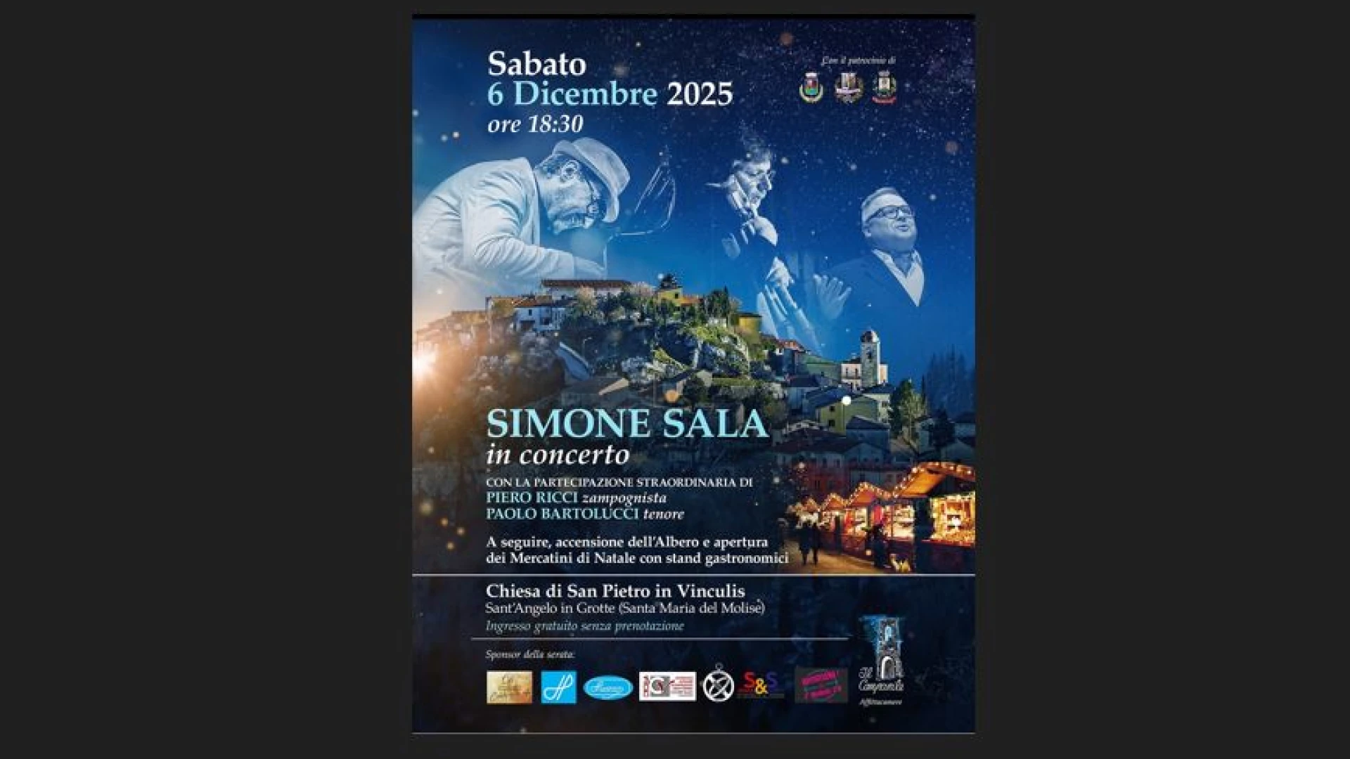 Sabato 6 dicembre appuntamento con i mercatini di Natale a Sant’Angelo in Grotte.